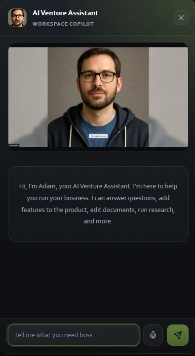 AI venture assistant panel